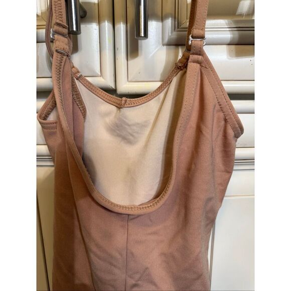 Bloch girls V Neck Adjustable Strap One Piece Swimsuit Tan Size 12 - Picture 3 of 8